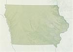 Relief map of the State of Iowa, United States. This image was compiled from data acquired by LANDSAT 5 & 7 satellites combined with elevation data.