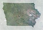 Satellitenaufnahme von Bundesstaat Iowa der Vereinigten Staaten von Amerika. Dieses Bild wurde aus Daten von Satelliten LANDSAT 5 & 7 erworbenen zusammengestellt.