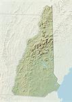 Relief map of the State of New Hampshire, United States. This image was compiled from data acquired by LANDSAT 5 & 7 satellites combined with elevation data.