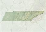 Plan-relief de l'état du Tennessee, aux États-Unis. Cette image a été compilée à partir de données acquises par les satellites LANDSAT 5 & 7 combinées avec les données d'élévation.