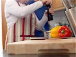 Close up of peppers on cutting board