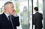 Businessman talking on a mobile phone in an office