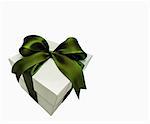 Gift box with green ribbon