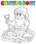 Coloring book cartoon garden dwarf - vector illustration.