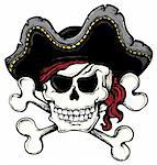 Vintage pirate skull theme 1 - vector illustration.