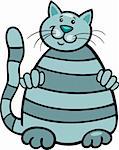 cartoon illustration of cute grey tabby cat