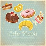 Vintage Cover Cafe or Confectionery Menu - Tea set on Retro background - vector illustration