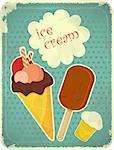 Ice cream retro poster - Cover Ice Cream Menu with place for text - vector illustration