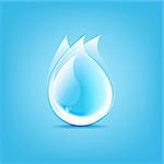 Water Drops Symbol, Isolated On Blue Background, Vector Illustration