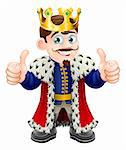 Cartoon illustration of a cute king with crown and cape giving a double thumbs up