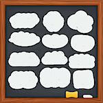 Hand drawn clouds on a blackboard, vector eps10 illustration