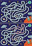 Alien space maze for kids with a solution