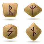 Runes Engraved on Stone. Set number five on white