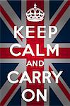"Keep calm and carry on" with union jack background
