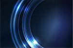 Overlying semitransparent ring segments with light effects form a blue glowing circular frame on dark background giving it a neon effect. Space for your message. Eps10.