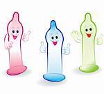 Condom sketch smile set . Health care safe medicine characters vector color illustration isolated on a white background.
