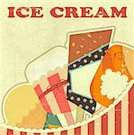 Ice Cream Retro color Cover Vintage Menu for Confectionery - Vector illustration