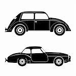 Car silhouette, vector transportation illustration set. Design element isolated on white.