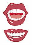 happy big smile with white teeth, vector illustration
