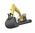 illustration of an excavator. Hi-res 3D Digitally generated image.