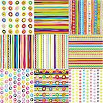 Set of doted and striped backgrounds for kids