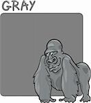 Cartoon Illustration of Color Gray and Gorilla
