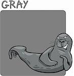 Cartoon Illustration of Color Gray and Seal