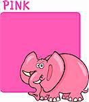 Cartoon Illustration of Color Pink and Elephant