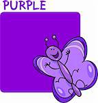 Cartoon Illustration of Color Purple and Butterfly