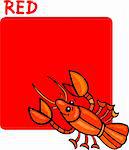 Cartoon Illustration of Color Red and Crayfish