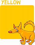 Cartoon Illustration of Color Yellow and Dog