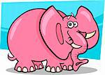 Cartoon Humorous Illustration of Cute Pink Elephant