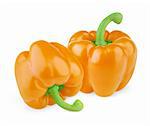 Two sweet orange peppers isolated on white