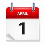 First in April Calendar icon on white background