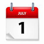 First July in Calendar icon on white background