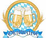 Oktoberfest  label design with beer glasses