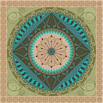 Concentric spiritual mandala pattern with vegetal elements
