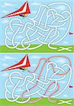 Hang gliding maze for kids with a solution