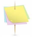 Blank colorful paper notes on a toothpick. Vector illustration
