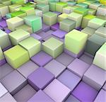 abstract 3d cubes backdrop in green and pueple