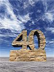 stone number forty monument under cloudy blue sky - 3d illustration