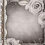 Brown cover for an album with lace, roses