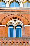 Closed Italian Windows of Old Brick Building, Piedmont