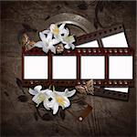 Vintage background with photo-frame and film strip