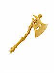 golden fantasy axe isolated on white background