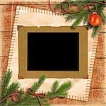 Grunge papers design in scrapbooking style with the Christmas tree, and retro framework for photo