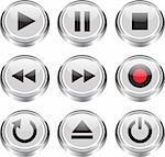 Multimedia control glossy icon/button set for web, applications, electronic and press media. Vector illustration