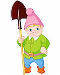 Illustration of cute Garden Gnome with shovel