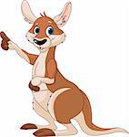 Illustration of pointing cartoon kangaroo