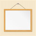 Wooden frame on the wall, vector eps10 illustration